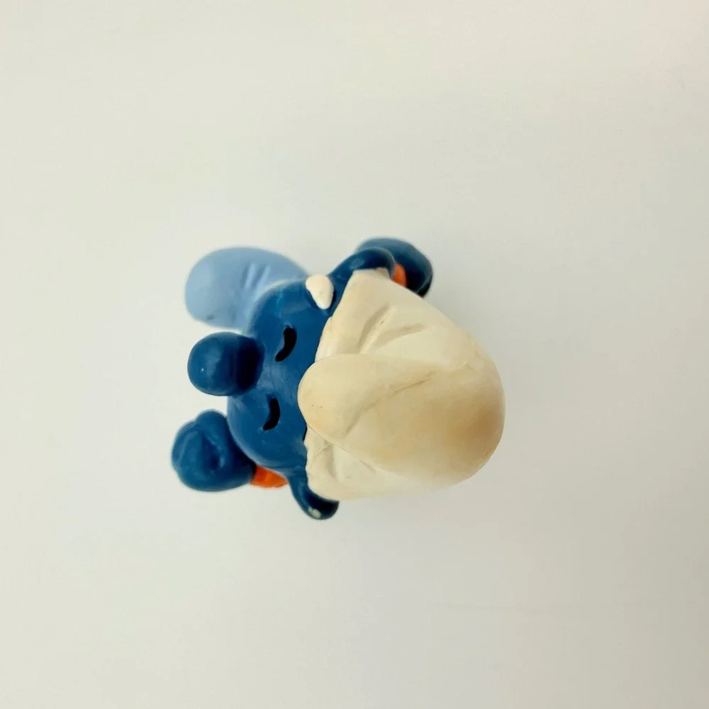 Vintage Schleich W. Berrie Co Smurf PVC Figure Walking Orange Jacket Peyo HK